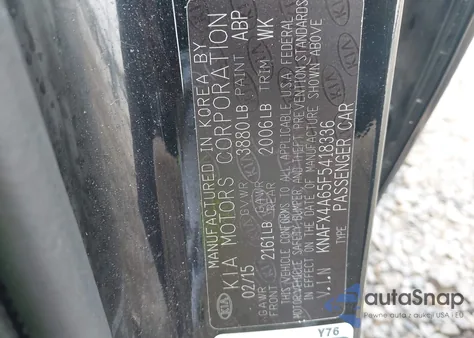 2015 Kia Forte Lx from USA, damaged, VIN KNAFX4A65F5418336
